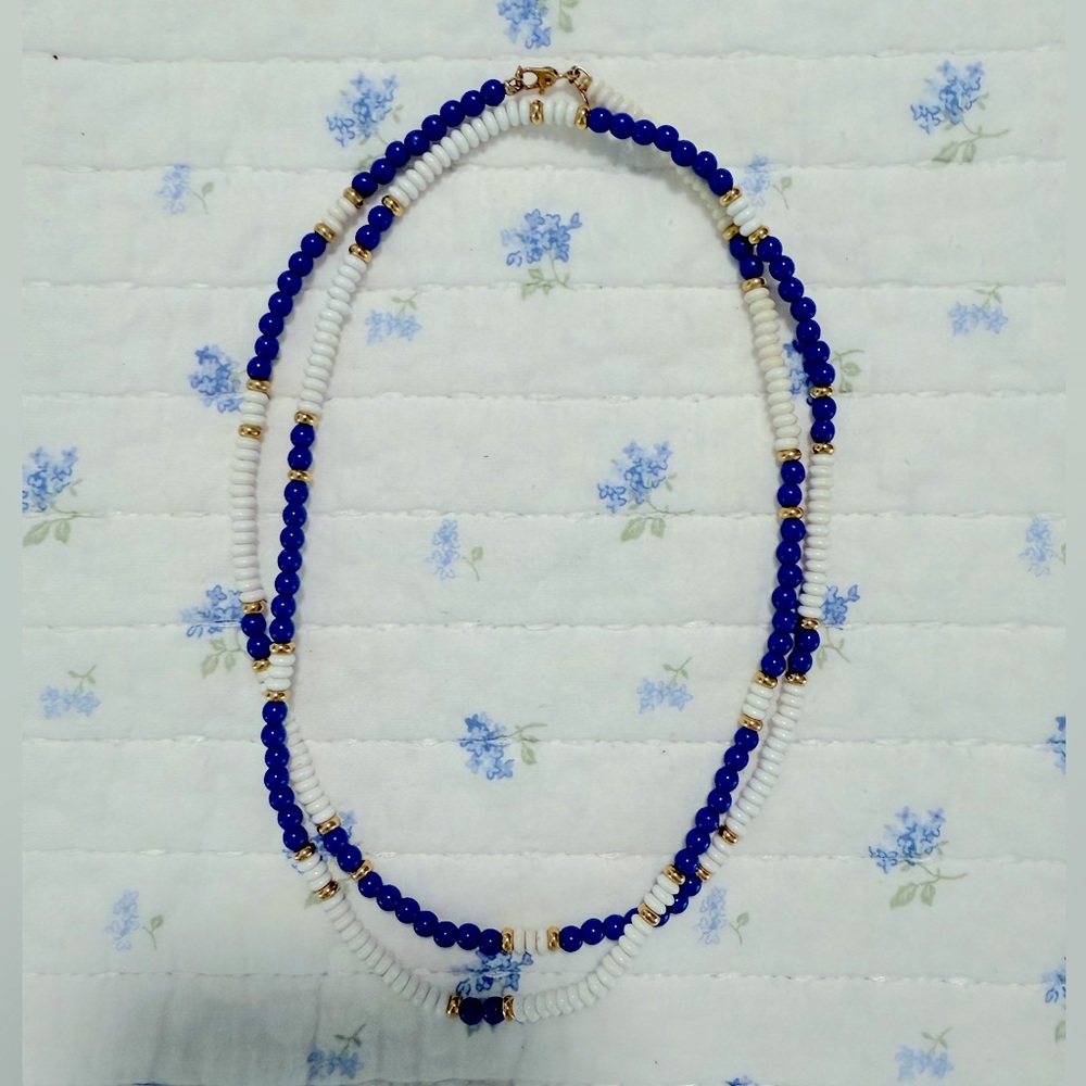 Monet Blue and White Stone Beaded Necklace